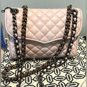 Rebecca Minkoff Quilted Mini Affair Shoulder Bag in Soft Pink Leather